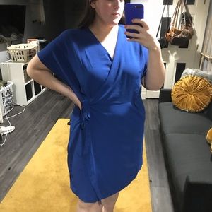 Bobeau plus size 3X blue wrap dress